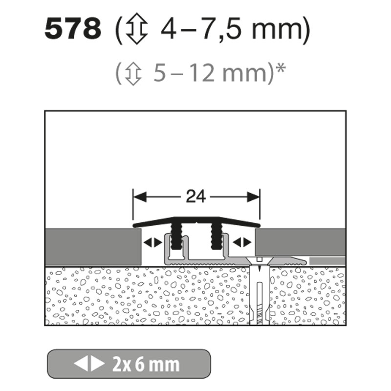 Küberit Übergangsprofil Design-Clip, 4 - 7.5 mm, Typ 578 Küberit Übergangsprofil Design-Clip, 4 - 7.5 mm, Typ 578