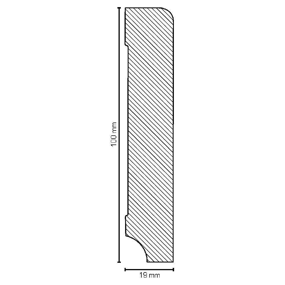 SÜDBROCK Holz Sockelleiste Kiefer 19 x 100 mm, abgerundet, RAL 9016 weiß lackiert, Längen á 250 cm