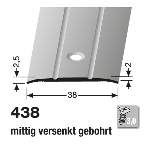 Küberit Alu Übergangsprofil 38 mm, Typ 438, 100 cm, edelstahloptik (F2) Küberit Alu Übergangsprofil 38 mm, Typ 438, 100 cm, edelstahloptik (F2)
