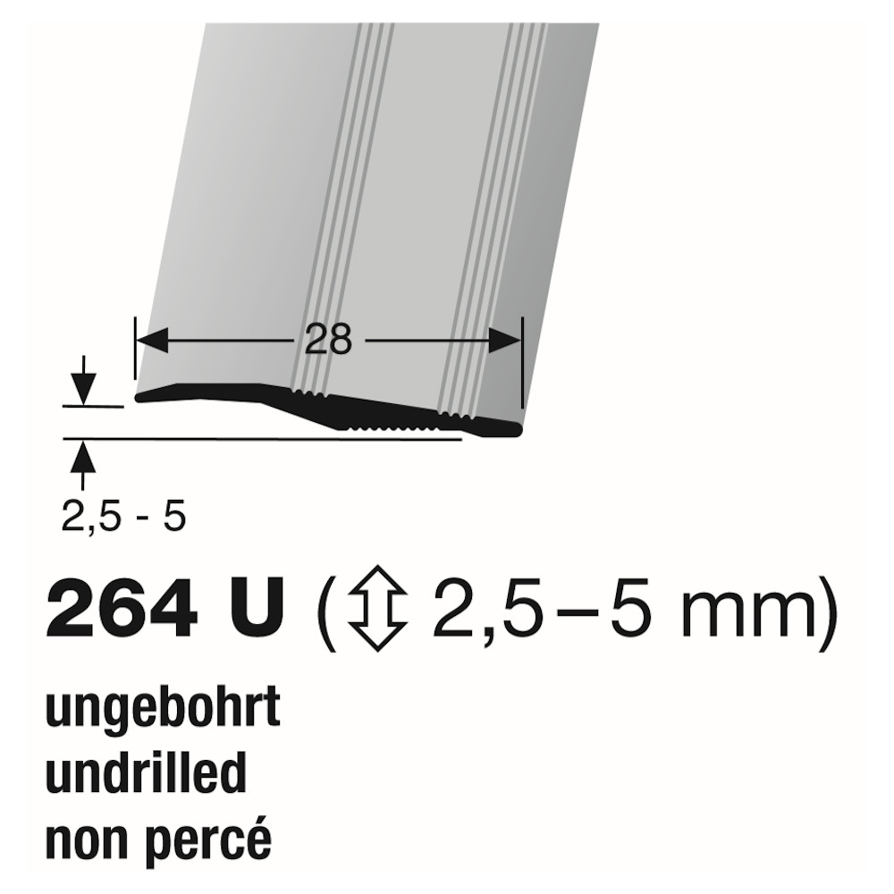 Küberit Alu Rampenprofil Typ 264 U, 270 cm, bronze (F6) Küberit Alu Rampenprofil Typ 264 U, 270 cm, bronze (F6)