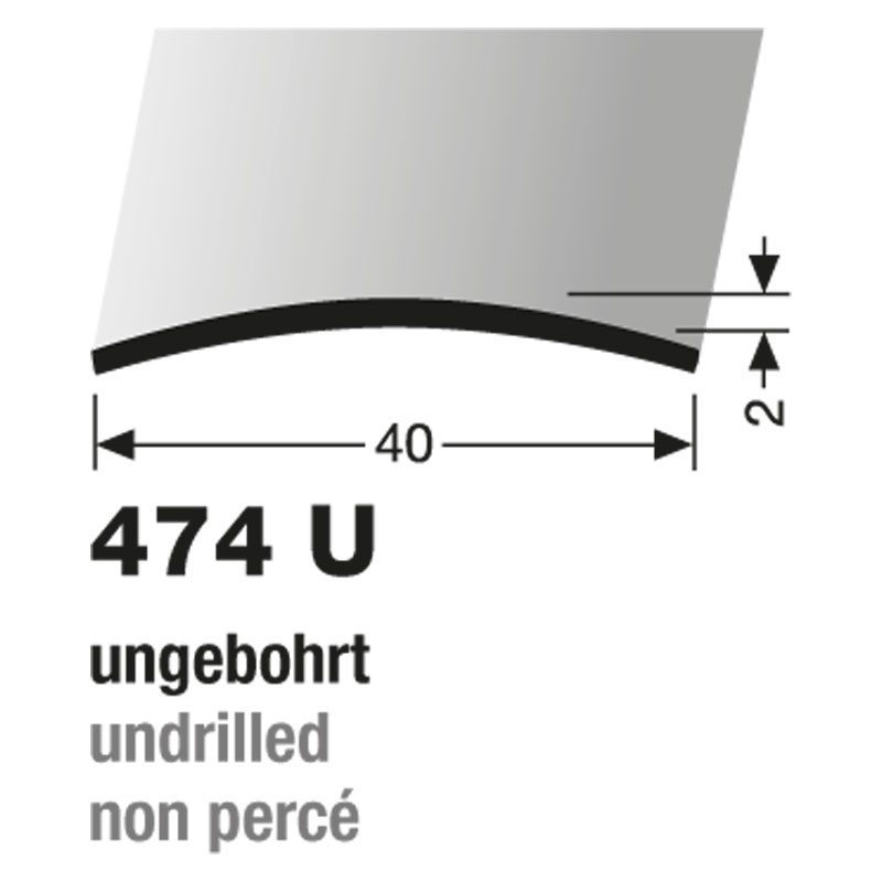KÜBERIT Edelstahl ungebohrt 40x2mm 270 cm, Edelstahl poliert (F8)