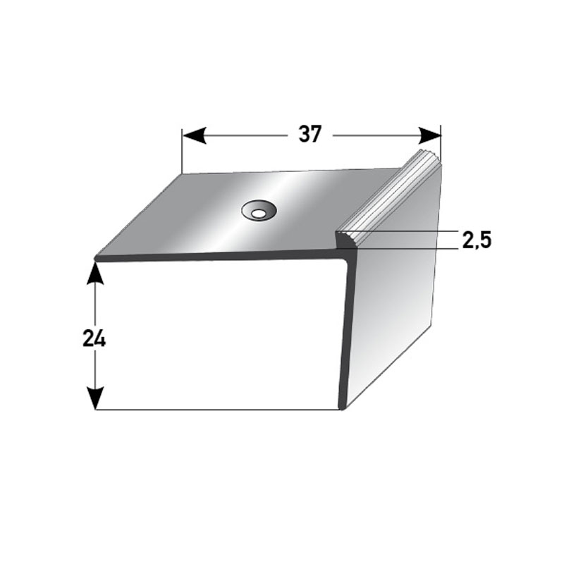 AUER Alu Treppenkantenprofil Typ 384, 24 x 37 x 2,5 mm, SB, 100 cm, silber AUER Alu Treppenkantenprofil Typ 384, 24 x 37 x 2,5 mm, SB, 100 cm, silber