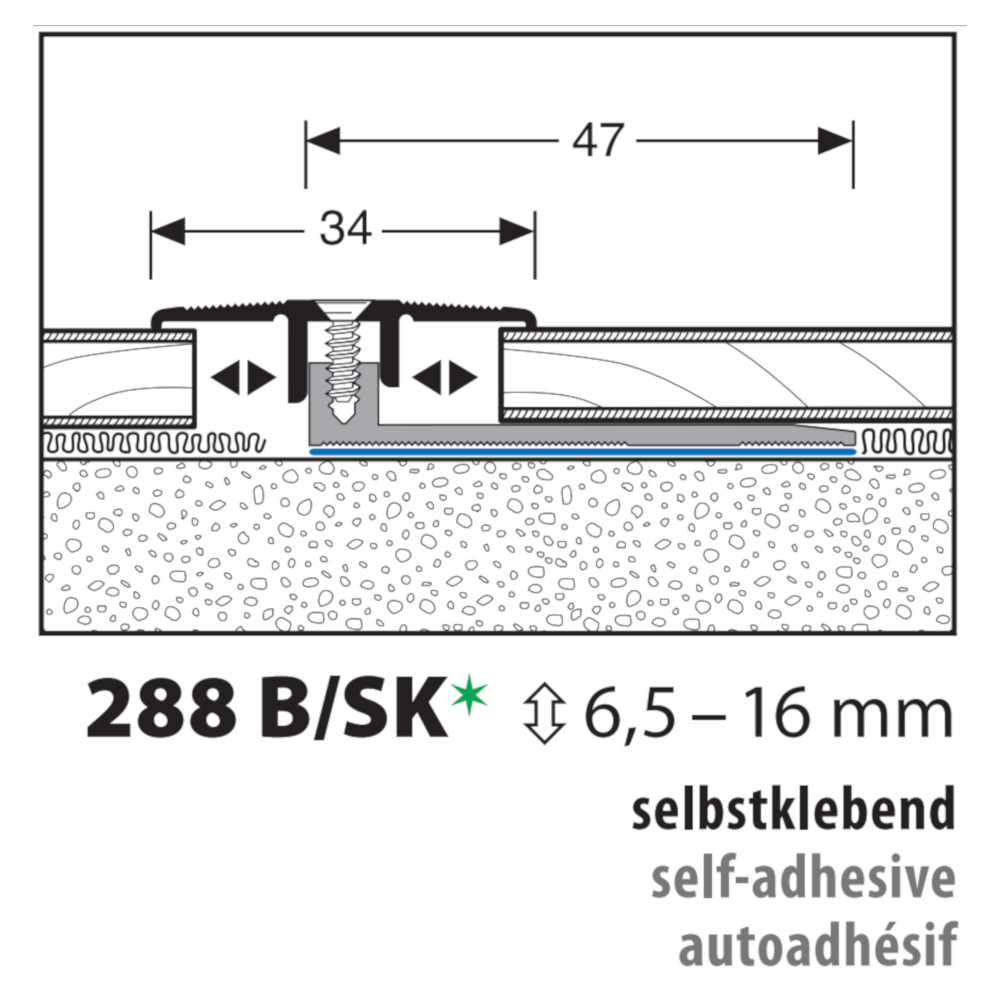 Küberit Übergangsprofil PPS®-Champion 4.0 Typ 288 B/SK, 90 cm, silber (F4) Küberit Übergangsprofil PPS®-Champion 4.0 Typ 288 B/SK, 90 cm, silber (F4)