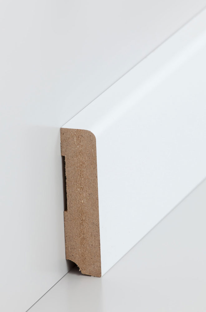 SÜDBROCK MDF Fußleiste 19 x 80 mm, abgerundet, mit Grundierfolie weiß, 250 cm SÜDBROCK MDF Fußleiste 19 x 80 mm, abgerundet, mit Grundierfolie weiß, 250 cm