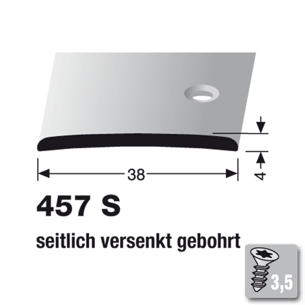 Küberit Übergangsprofil Typ 457 S, 38 x 4.0 mm, 540 cm, Reinmessing poliert (F7)