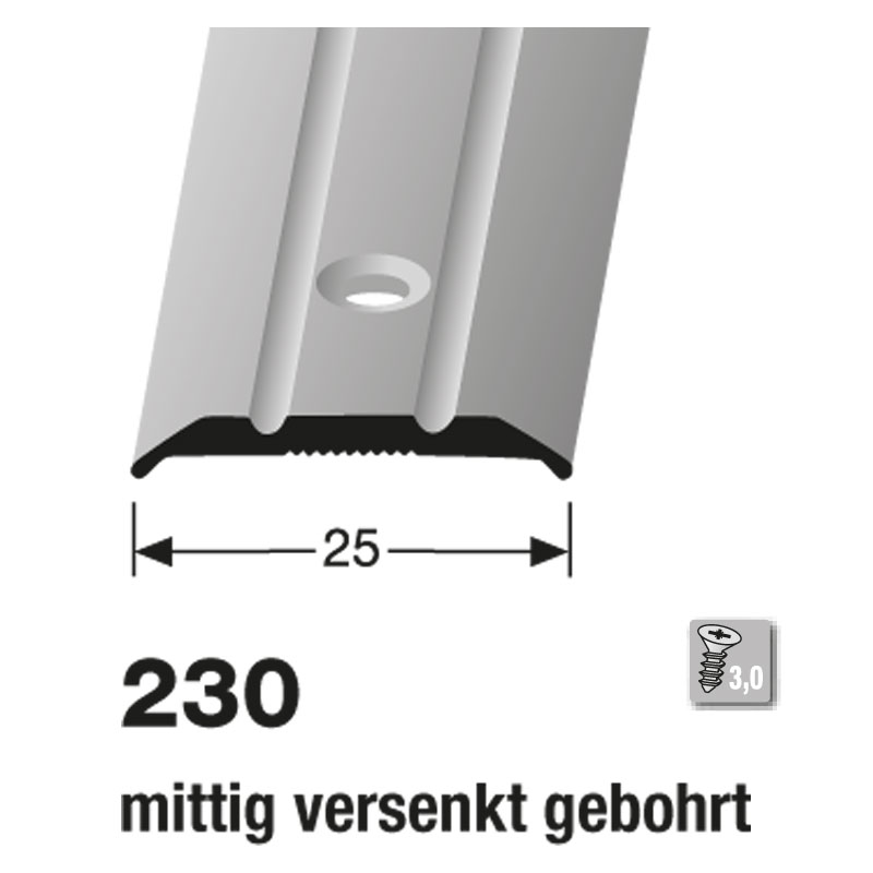 Küberit Übergangsprofil Typ 230, 100 cm, edelstahloptik (F2) Küberit Übergangsprofil Typ 230, 100 cm, edelstahloptik (F2)