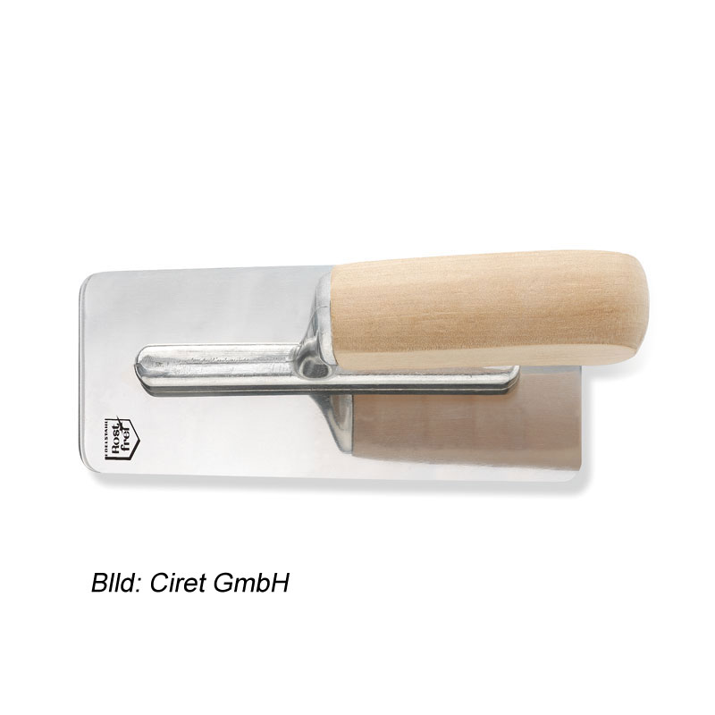Glättekelle, Venezianerkelle, Edelstahl, Naturholzgriff, 90/80 x 200 mm Glättekelle, Venezianerkelle, Edelstahl, Naturholzgriff, 90/80 x 200 mm