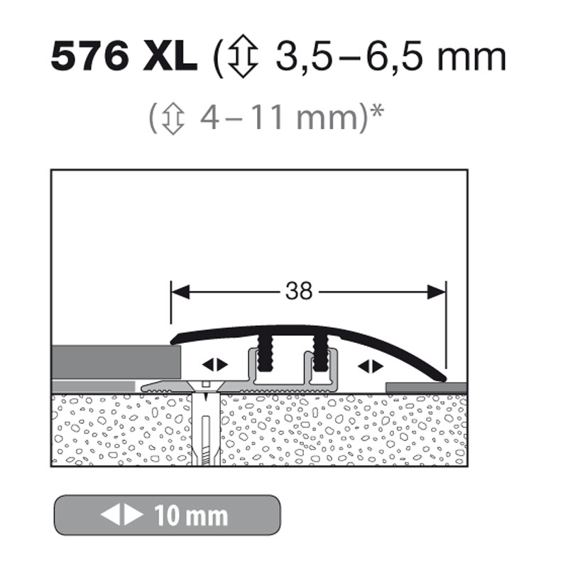 Küberit Anpassungsprofil Design-Clip Typ 576 XL,  3,5 - 6,5 mm, 100 cm, gold (F5)