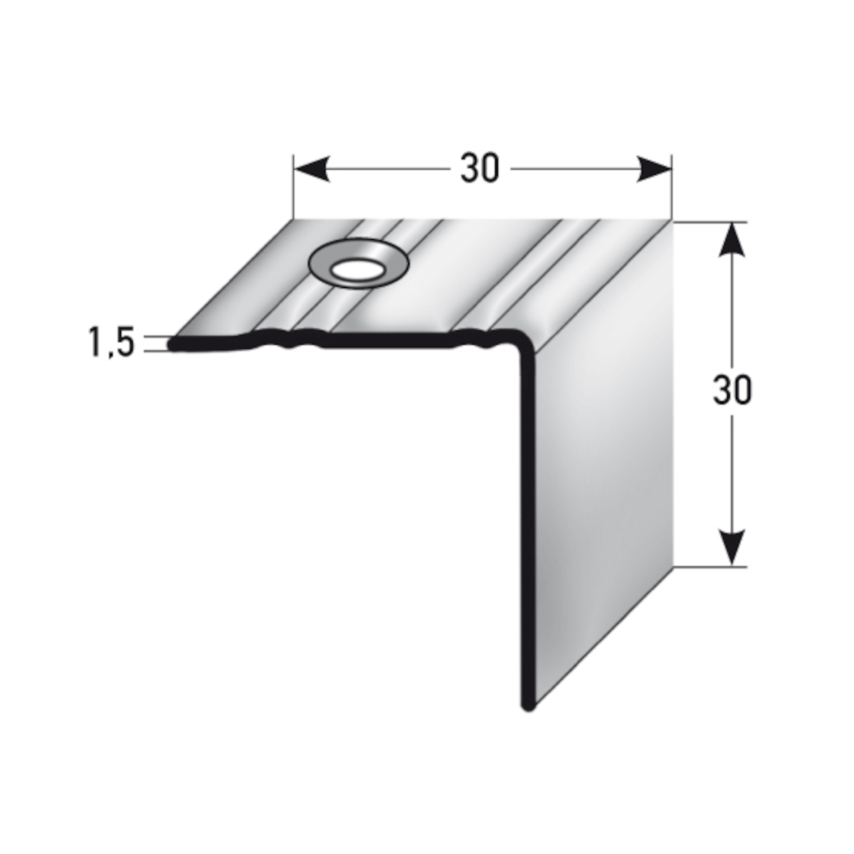AUER Edelstahl matt Treppenkantenprofil Typ 202, 30 x 30 x 1,5 mm, 100 cm AUER Edelstahl matt Treppenkantenprofil Typ 202, 30 x 30 x 1,5 mm, 100 cm