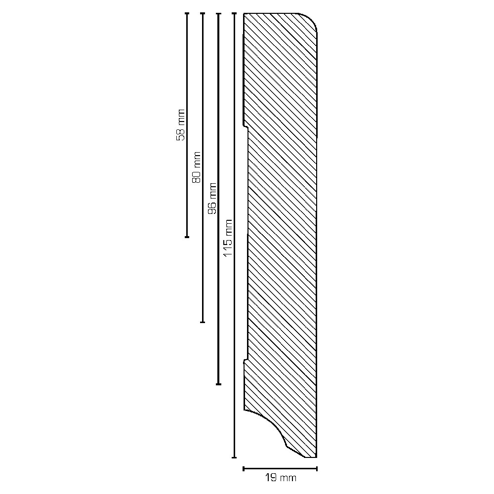 SÜDBROCK MDF Sockell., 19x080mm, 250cm gerade, vo.gefast, Folie weiß SÜDBROCK MDF Sockell., 19x080mm, 250cm gerade, vo.gefast, Folie weiß
