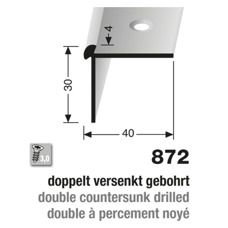 Küberit Treppenkantenprofil Typ 872, 250 cm, poliert (F3)