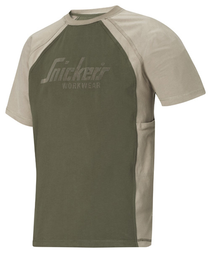 Snickers Workwear Logo T-Shirt Olivgrün/beige, Gr.L