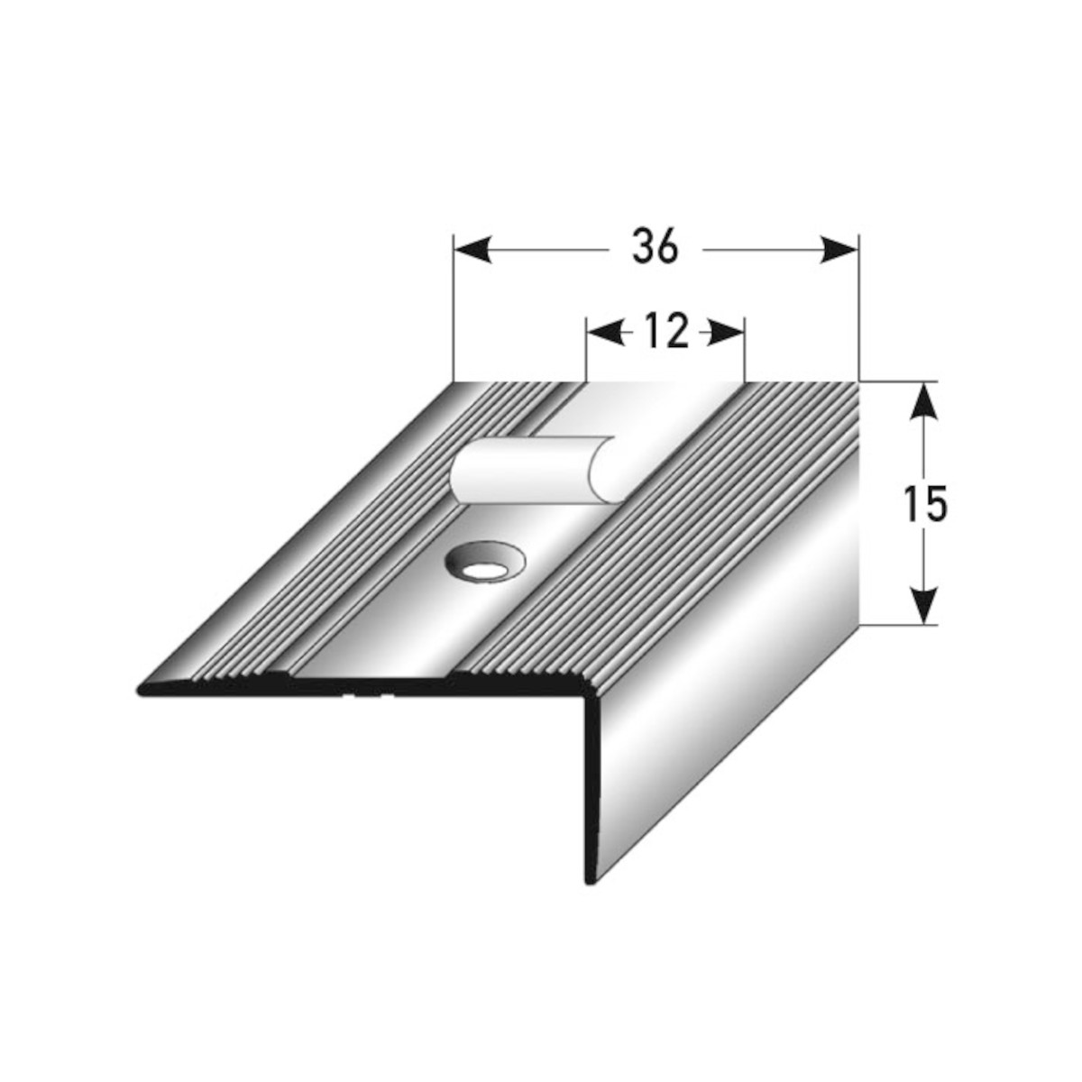 AUER Alu Treppenkantenprofil Typ 92, 15 x 36, SB, 100 cm, silber AUER Alu Treppenkantenprofil Typ 92, 15 x 36, SB, 100 cm, silber