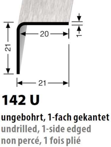 Küberit Winkelprofil Typ 142 U, 250 cm, Edelstahl gebürstet (F8G) Küberit Winkelprofil Typ 142 U, 250 cm, Edelstahl gebürstet (F8G)