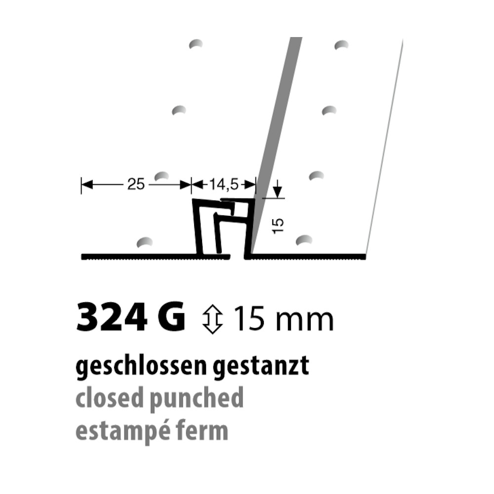 Küberit Alu Bewegungsfugenprofil Typ 324 G, 15 mm, 270 cm, edelstahloptik (F2) Küberit Alu Bewegungsfugenprofil Typ 324 G, 15 mm, 270 cm, edelstahloptik (F2)