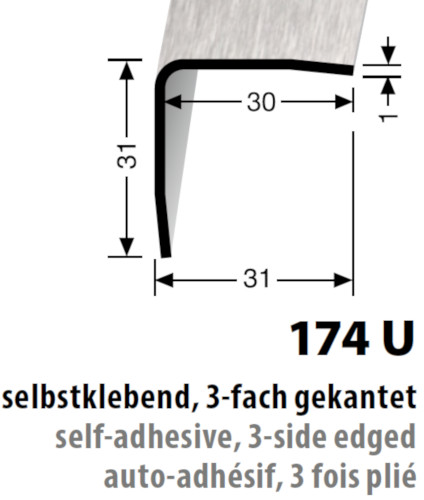 Küberit Eckschutzwinkel, Typ 174 U, 150 cm, edelstahl gebürstet (F8G) Küberit Eckschutzwinkel, Typ 174 U, 150 cm, edelstahl gebürstet (F8G)