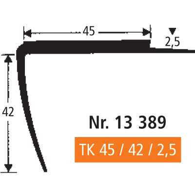 BOLTA Weich-PVC Treppenkante TK 45/42/2,5, beige (0295), Längen á 250 cm