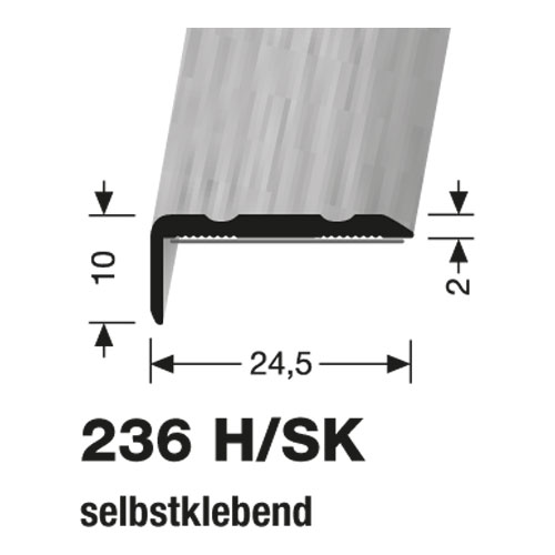 Küberit Alu Winkel 24.5 x 10 mm, Typ 236 H/SK, 270 cm, Buche dunkel (H20)