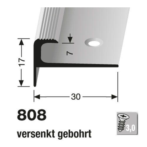 Küberit Alu Treppenkantenprofil Typ 808, 100 cm, bronze (F6)