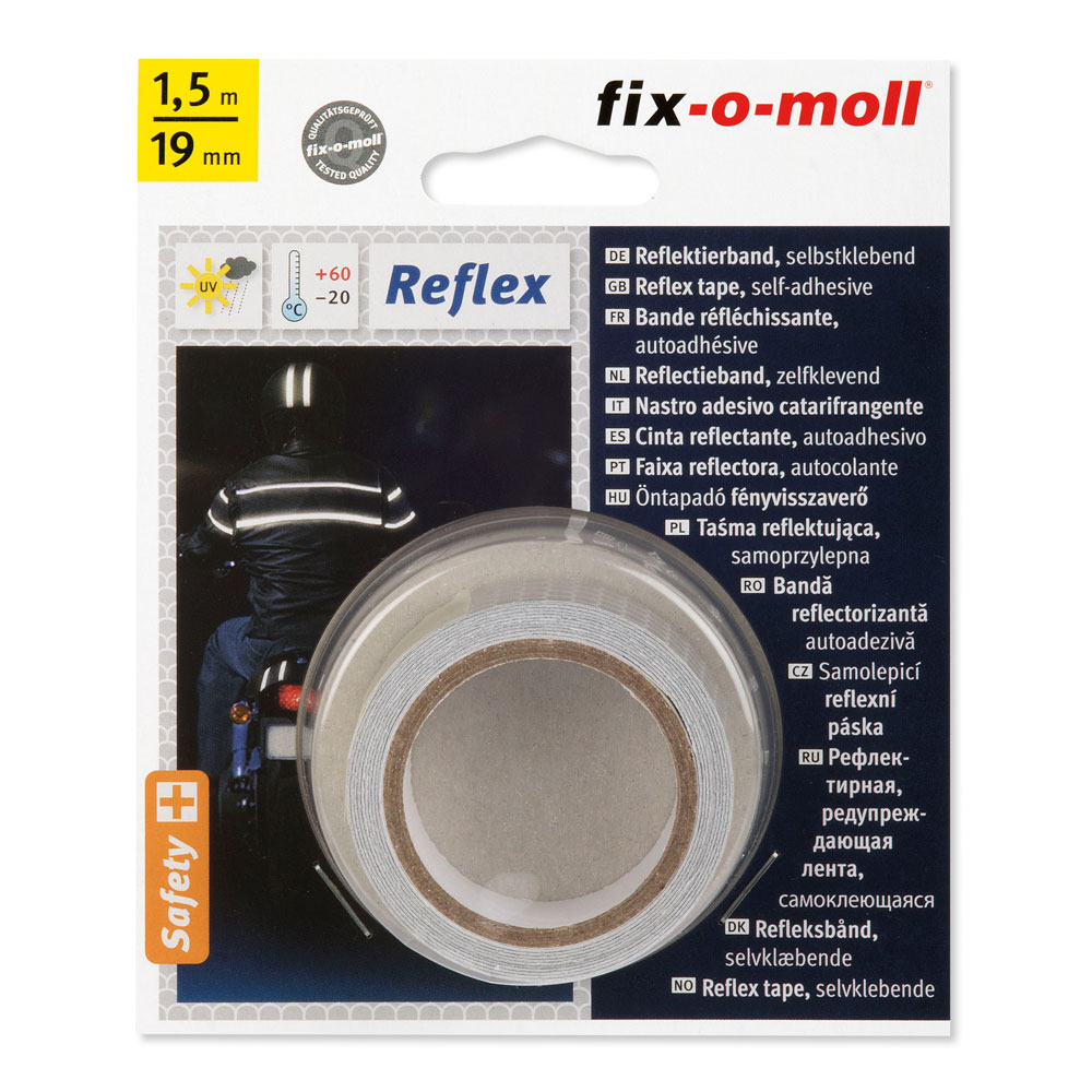 fix-o-moll Reflektierband 1,5 m x 19 mm, SK, silber fix-o-moll Reflektierband 1,5 m x 19 mm, SK, silber