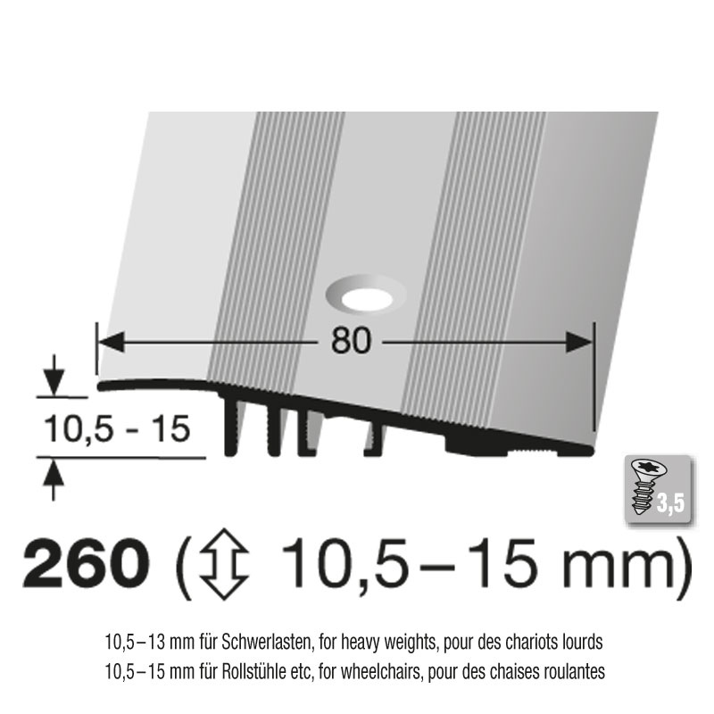 Küberit Alu Rampenprofil Typ 260, 270 cm, edelstahloptik (F2) Küberit Alu Rampenprofil Typ 260, 270 cm, edelstahloptik (F2)