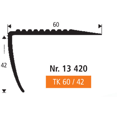 BOLTA WEICH-PVC Treppenkante TK 60/42, grau (0107), Längen á 250 cm
