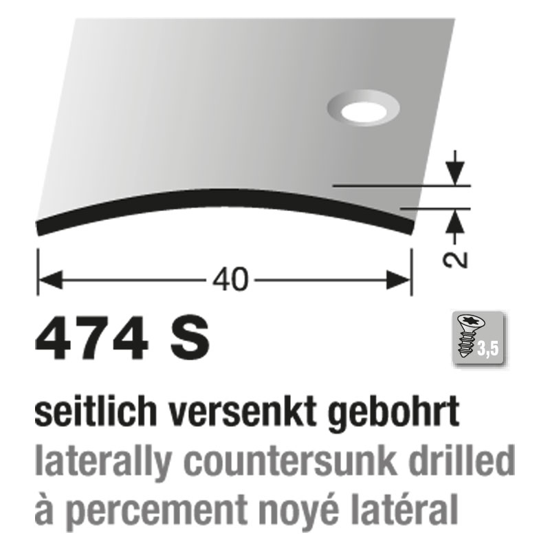 Küberit Übergangsprofil Typ 474 S, 270 cm, edelstahl gebürstet (F8G)