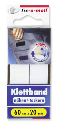 Klettenband weiß 20 mm x 60 cm zum Nähen und Tackern Klettenband weiß 20 mm x 60 cm zum Nähen und Tackern