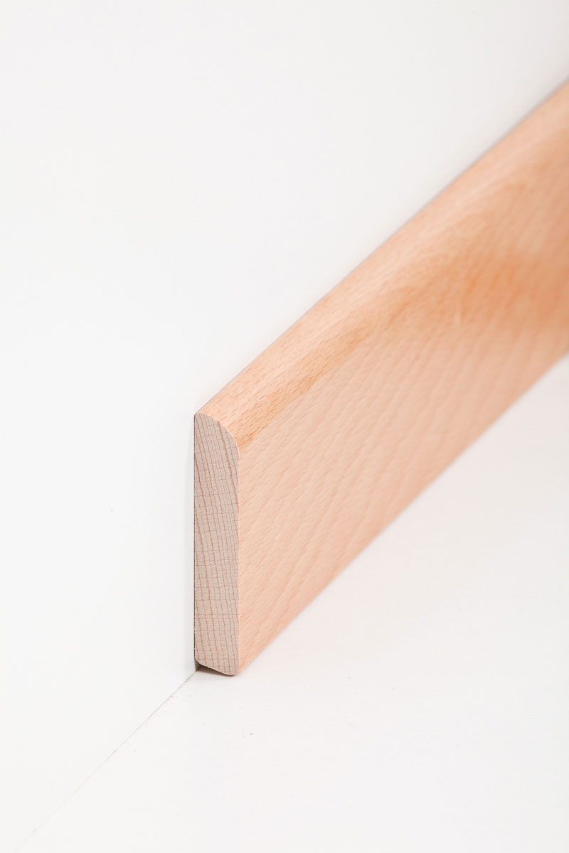 SÜDBROCK Holz Sockelleiste Buche gedämpft 10 x 58 mm, abgerundet, natur lackiert, Längen á 240 cm
