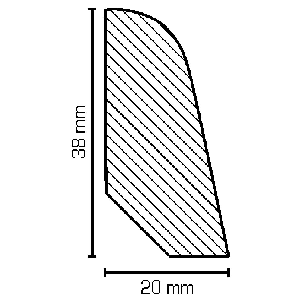 SÜDBROCK Buche Fußleiste 20x38 mm, abgerundet, natur lackiert SÜDBROCK Buche Fußleiste 20x38 mm, abgerundet, natur lackiert