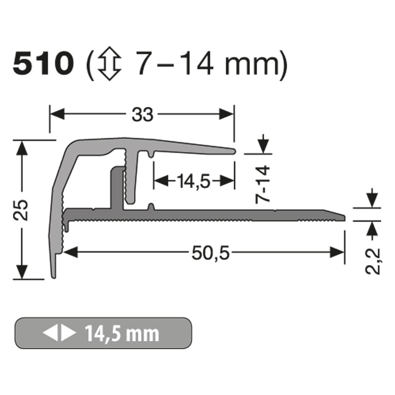 Küberit Step-Clip Champion Typ 510, 100 cm, edelstahloptik (F2G) Küberit Step-Clip Champion Typ 510, 100 cm, edelstahloptik (F2G)