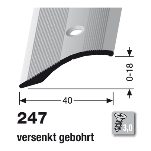 Küberit Abschlußprofil Typ 247, 0-18 mm, 270 cm, edelstahloptik (F2)