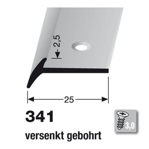 Küberit Alu Abschlussprofil Typ 341, 100 cm, silber (F4) Küberit Alu Abschlussprofil Typ 341, 100 cm, silber (F4)