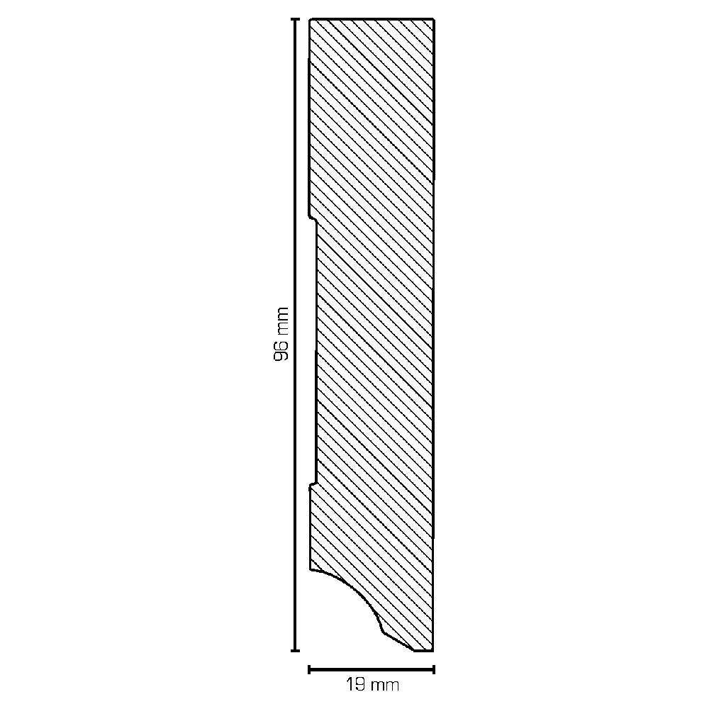 SÜDBROCK MDF Fußleiste rechteckig 250 cm Foliert, 19 mm stark, 96 mm hoch SÜDBROCK MDF Fußleiste rechteckig 250 cm Foliert, 19 mm stark, 96 mm hoch