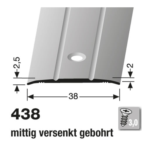 KÜBERIT Alu Übergangsprofil 38 mm, 100 cm SB, poliert (F3)