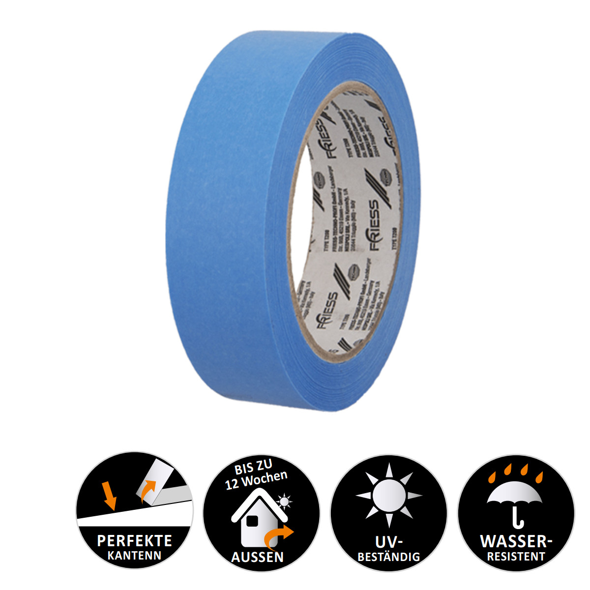 Friess Abdeckband blau, Washi-Tape, 50 m x 50 mm, 12 Wochen außen Friess Abdeckband blau, Washi-Tape, 50 m x 50 mm, 12 Wochen außen