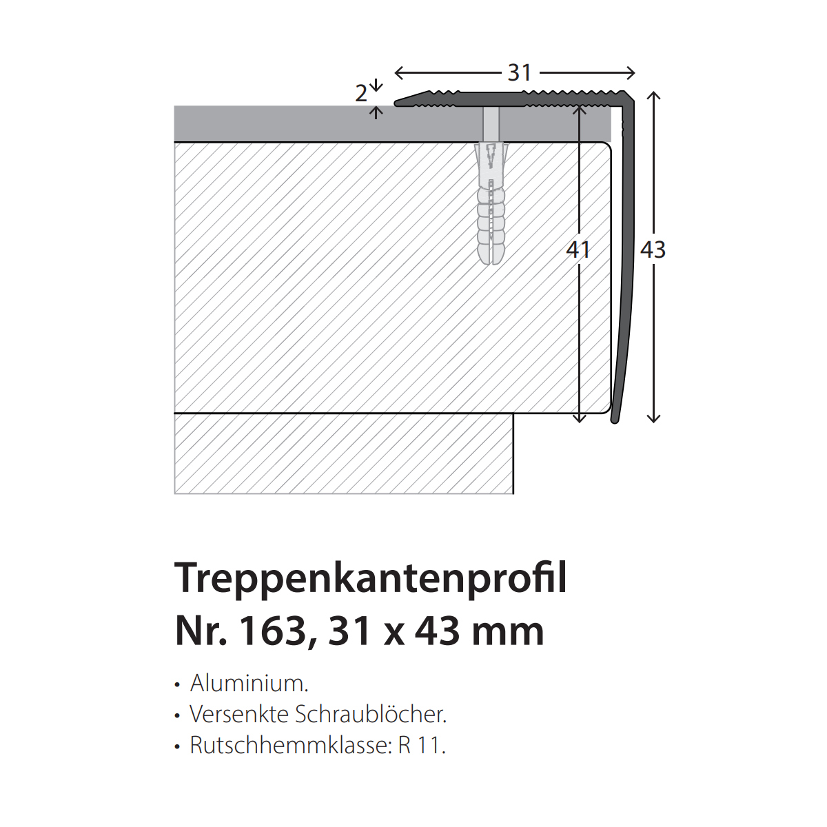 PRINZ Alu Winkelprofil Nr. 163, 31 x 43 mm PRINZ Alu Winkelprofil Nr. 163, 31 x 43 mm