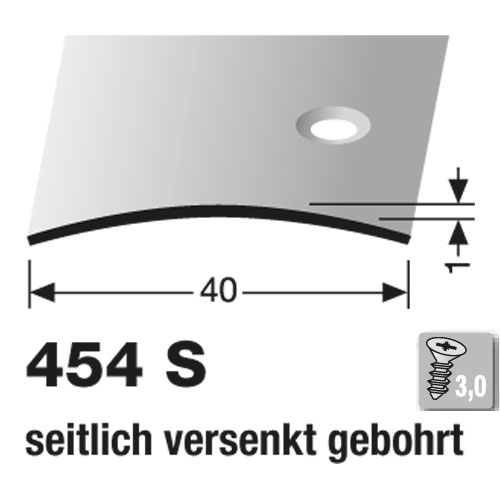 Küberit Übergangsprofil 40 mm, Typ 454 S, 100 cm, Edelstahl poliert (F8)