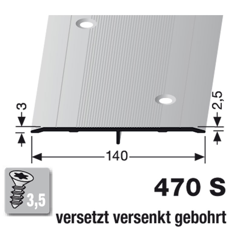 Küberit Übergangsprofil Typ 470 S, 300 cm, silber (F4) Küberit Übergangsprofil Typ 470 S, 300 cm, silber (F4)