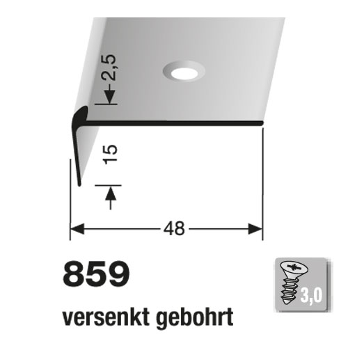 Küberit Alu Treppenkantenprofil Typ 859, 250 cm, silber (F4)