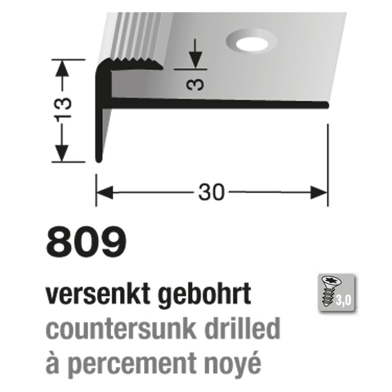 Küberit Alu Einfassprofil Typ 809, 100 cm, edelstahloptik (F2)