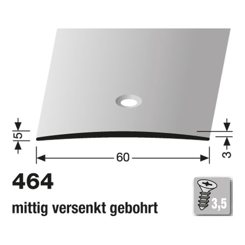 Küberit Übergangsprofil Aluminium 60 mm, Typ 464, 90 cm, edelstahloptik f.g. (F2G)