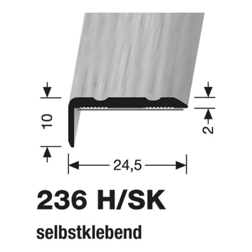 Küberit Alu Winkel 24.5 x 10 mm, Typ 236 H/SK, 100 cm, Nussbaum (H81)