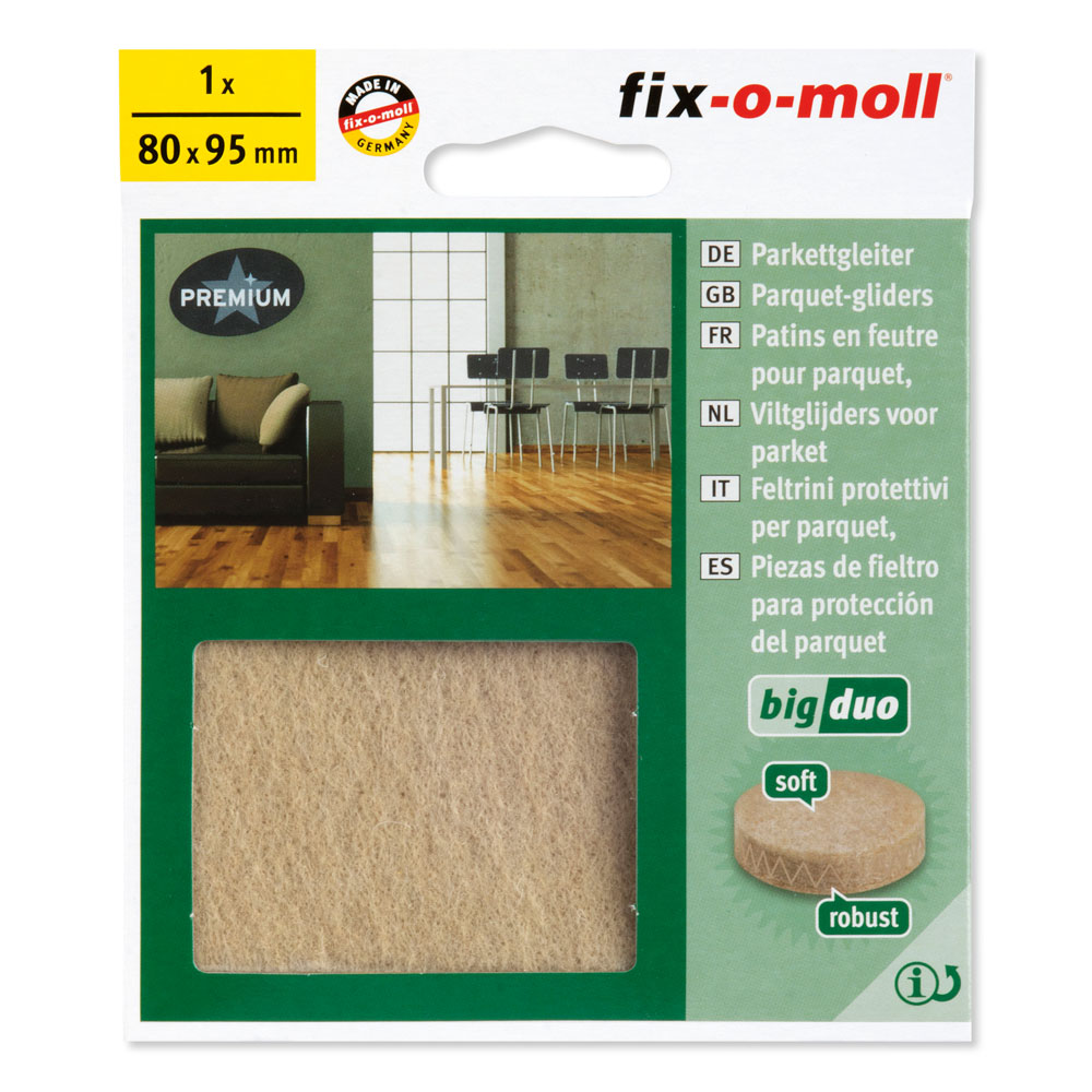 fix-o-moll Big-Duo Parkett-Gleiter SK natur.95x80mm.H 4.5 .1 St/Krt