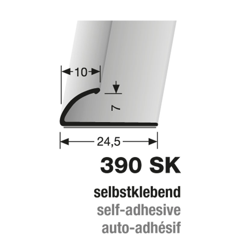 Küberit Alu Abschlussprofil Typ 390 SK, 90 cm, edelstahloptik (F2G)