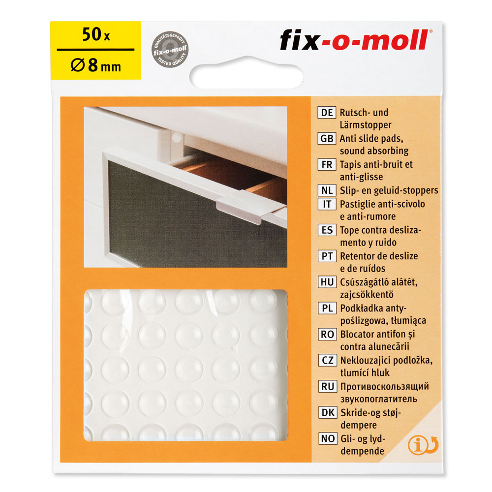 fix-o-moll Rutsch- und Lärmstopper Ø 8 mm, selbstklebend fix-o-moll Rutsch- und Lärmstopper Ø 8 mm, selbstklebend