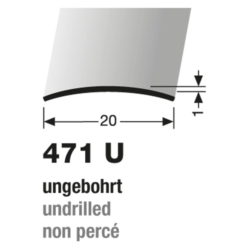 Küberit Übergangsprofil 20 mm Typ 471 U, 100 cm, Edelstahl poliert (F8) Küberit Übergangsprofil 20 mm Typ 471 U, 100 cm, Edelstahl poliert (F8)