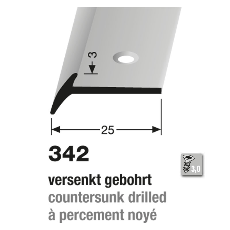 Küberit Alu Abschlussprofil Typ 342 250 cm, silber (F4) Küberit Alu Abschlussprofil Typ 342 250 cm, silber (F4)