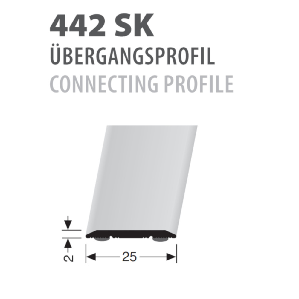 Küberit Alu Übergangsprofil 25 mm, Typ 442 SK, 100 cm, edelstahloptik f.g. (F2G) Küberit Alu Übergangsprofil 25 mm, Typ 442 SK, 100 cm, edelstahloptik f.g. (F2G)