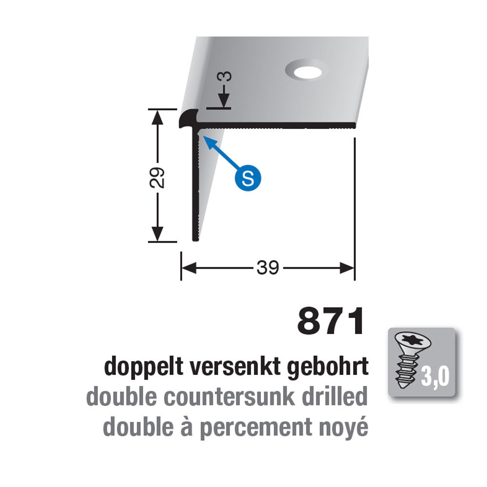 Küberit Alu Treppenkantenprofil Typ 871, 250 cm, silber (F4) Küberit Alu Treppenkantenprofil Typ 871, 250 cm, silber (F4)